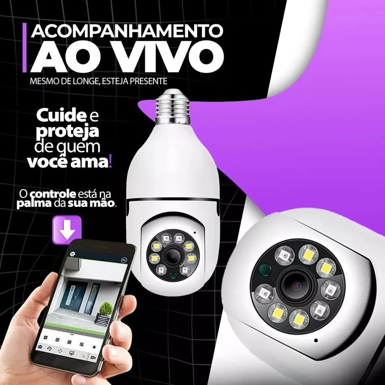 Câmera ip formato de lâmpada