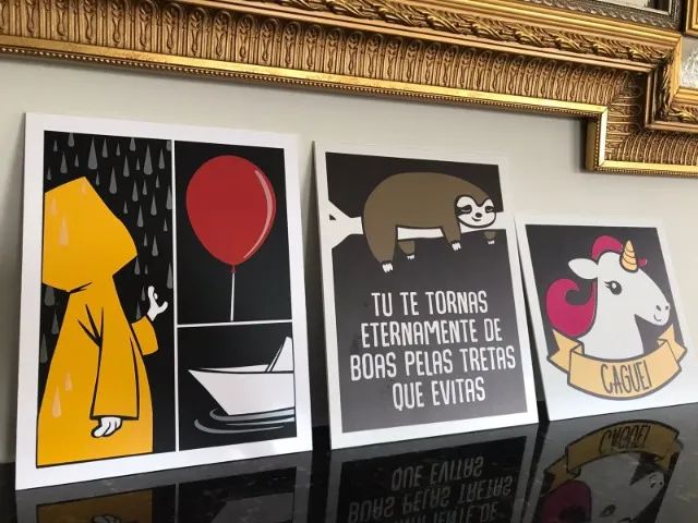 Kit 3 placas quadros quadrinhos