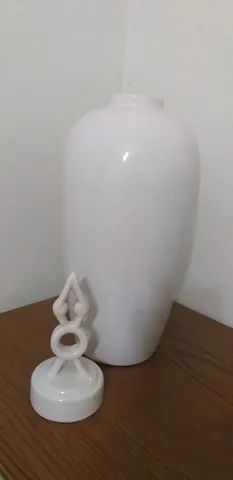 Jarro grande para decoração com tampa Cor Bege - Foto 5