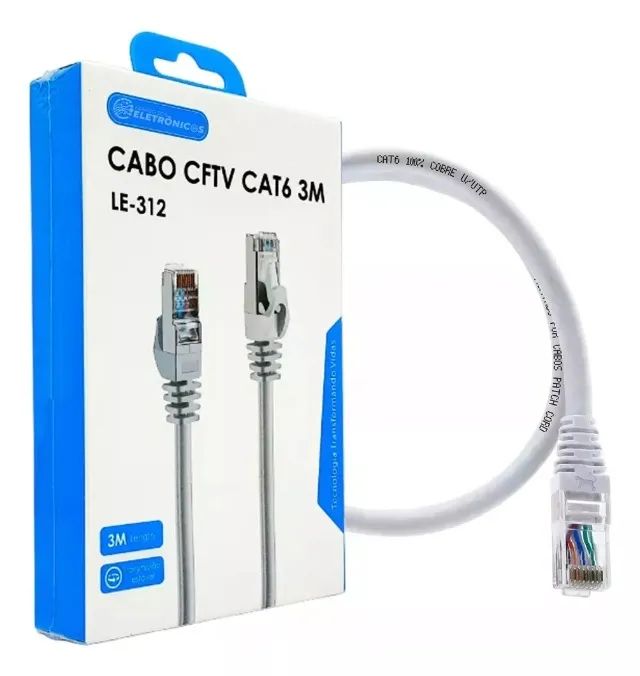 Cabo internet Cftv Cat6 3 Metros RJ45 rede - Foto 2