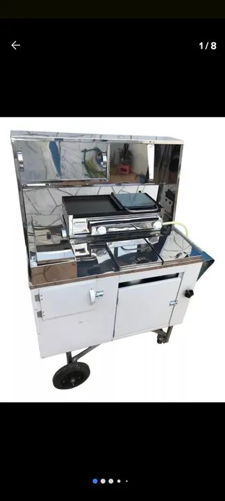 CARRINHO HOT DOG INOX COM CHAPA NOVÍSSIMO - Foto 5