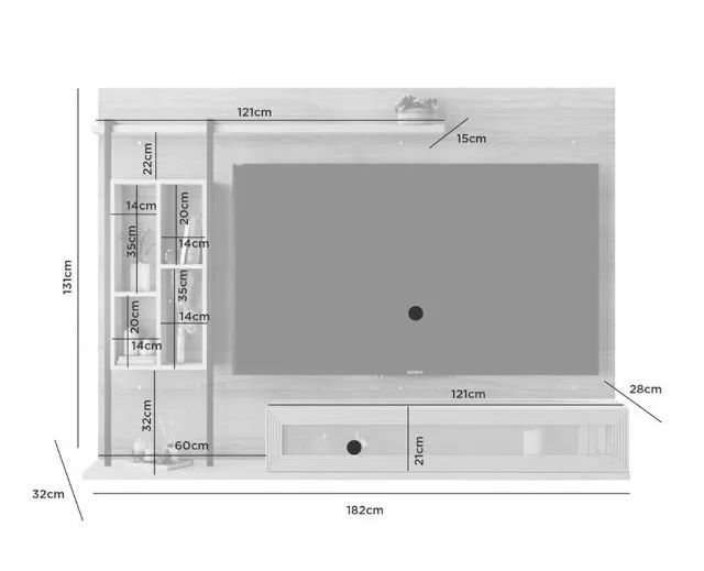 Painel Suspenso Compacto P/TVs Até 60 Polegadas Lançamento. Produtos Direto da Fábrica! - Foto 5