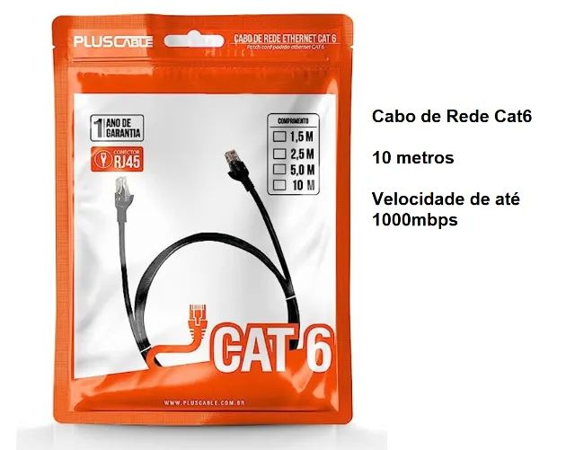 Cabo de rede Cat6 - 5m - 32,00 / 10m 55,00- 1000mbps - Foto 2