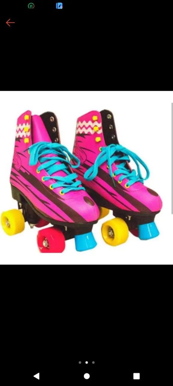 Patins Roller Infantil Rosa com Desenho - Foto 2