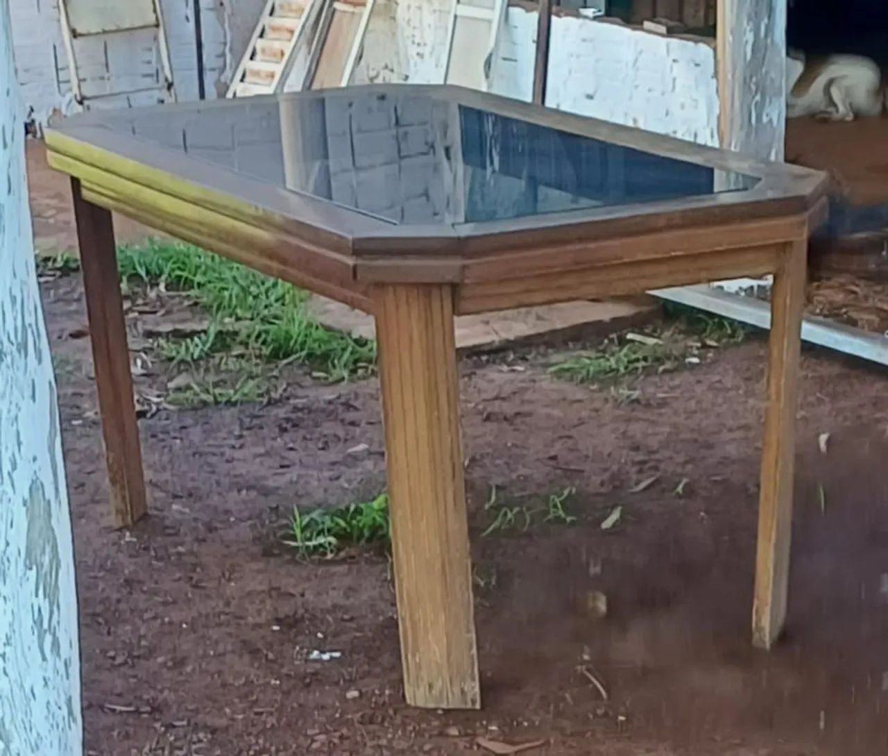 Mesa de madeira com vidro  - Foto 2