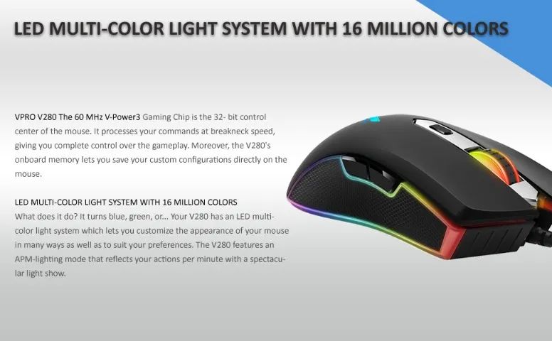 Mouse Rapoo Vpro V280 Gaming 7000 DPI - USB - Preto - Foto 2