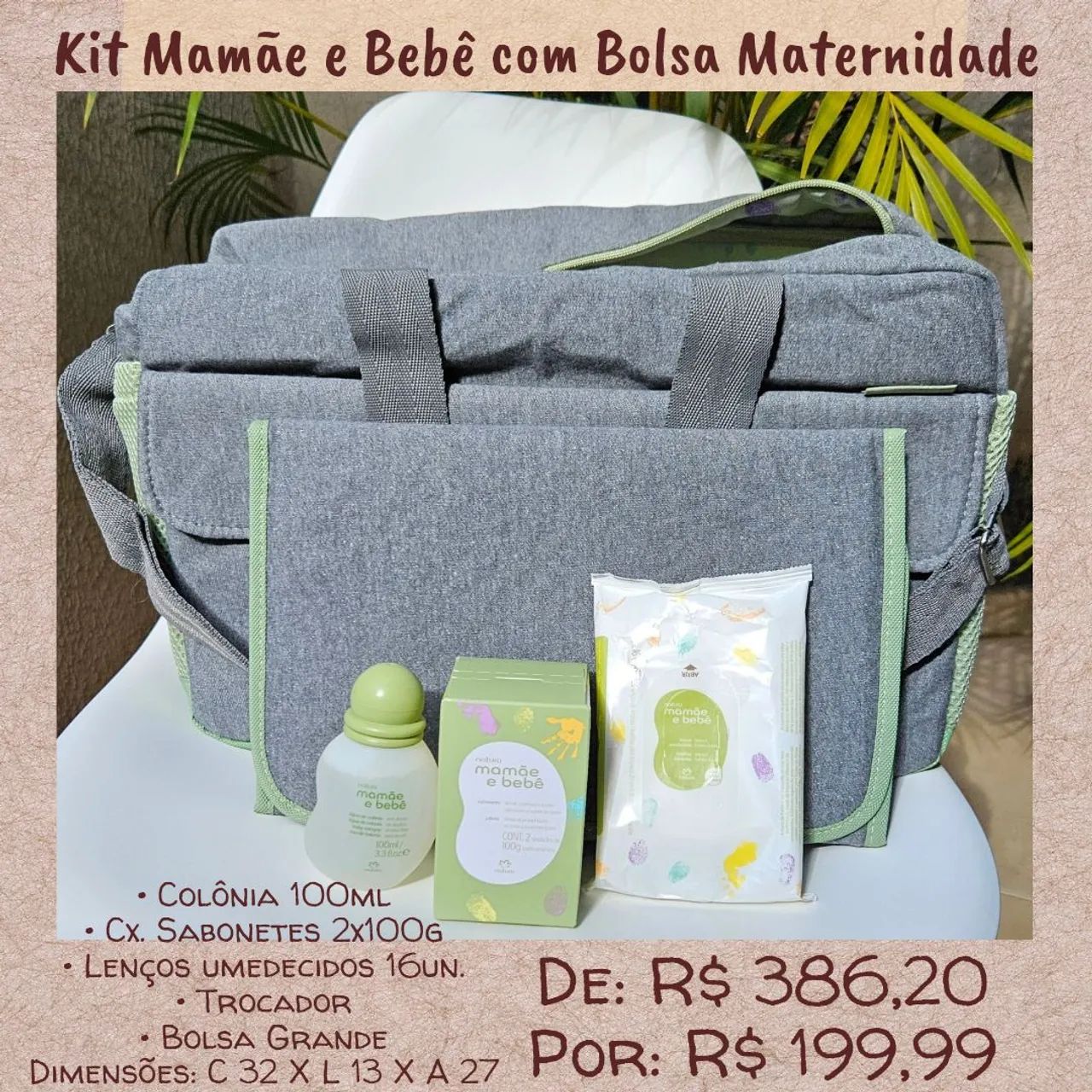Kit Mamãe e Bebê com Bolsa Maternidade - Super Oferta!64167805567363120