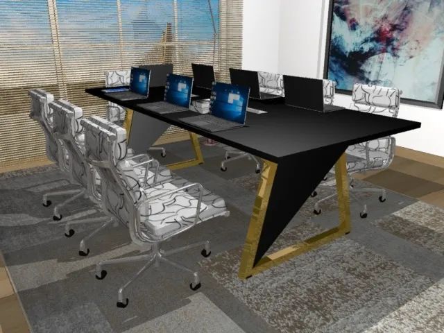 Mesa de Reunião Wing Gold.  L240cm x P100cm x A74cm