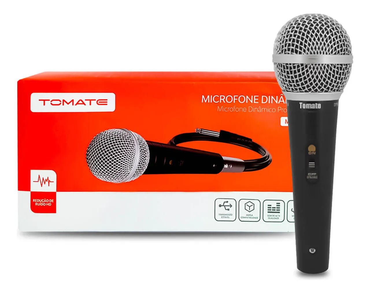 Microfone Dinâmico Tomate Mt-1012 Preto 5m com fio- novo - Foto 4