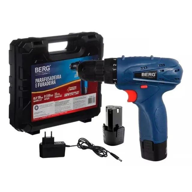 Parafusadeira a Bateria 12v ítio Com Led e Maleta 23N.M Torque Berg - Foto 3