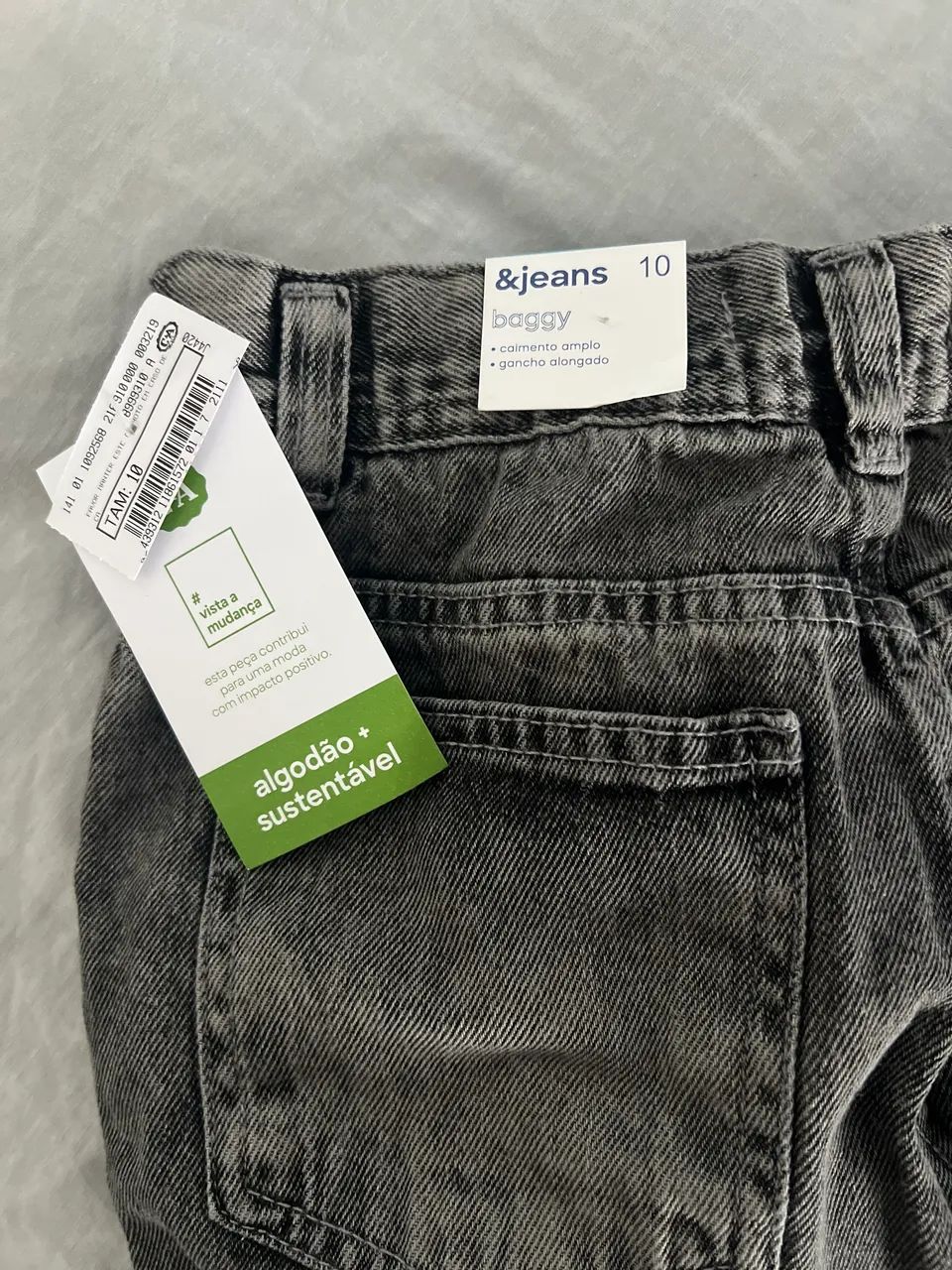 Calça Jeans Infantil - Preto Estonado - 10  NOVA - Foto 4