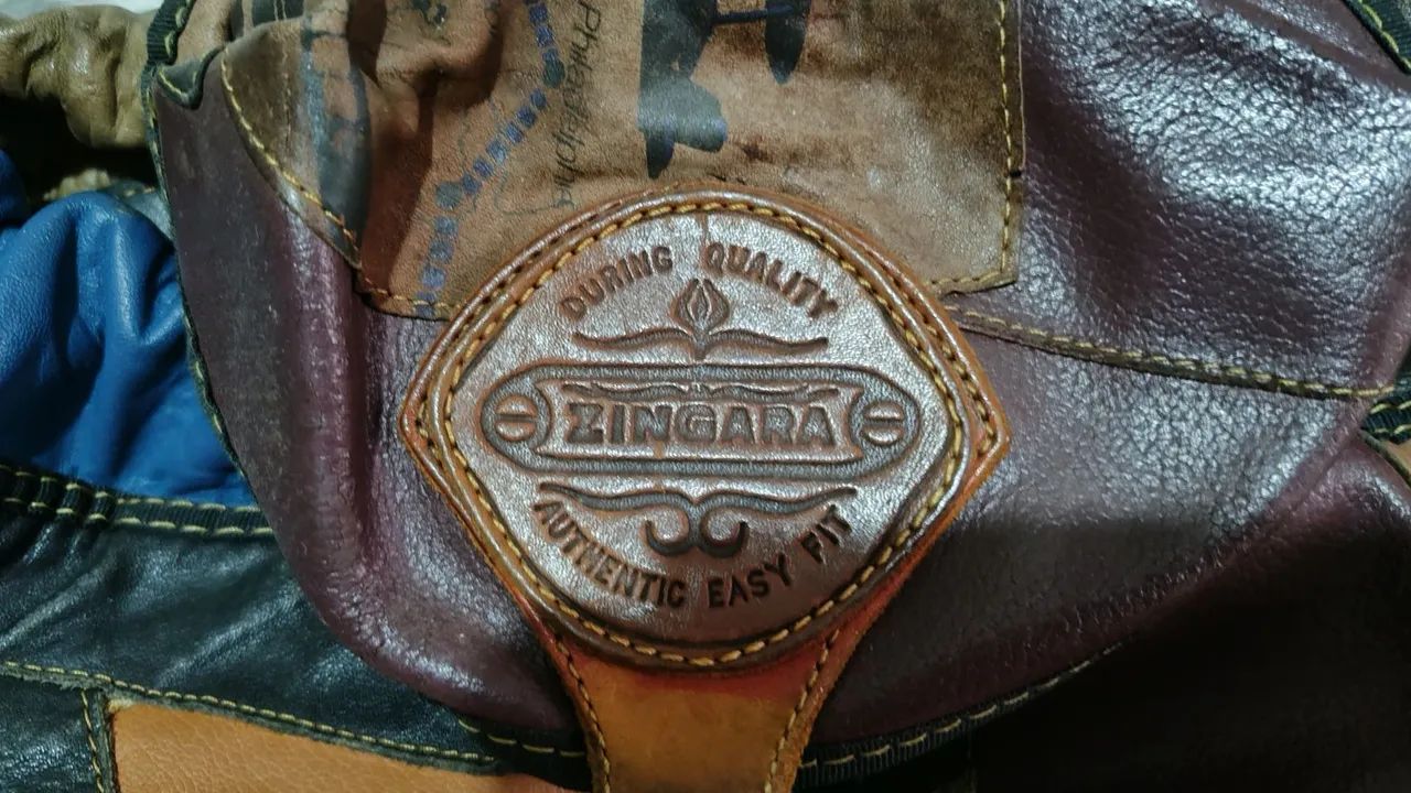 Mochila de Couro Vintage - Estilo Patchwork - Foto 2