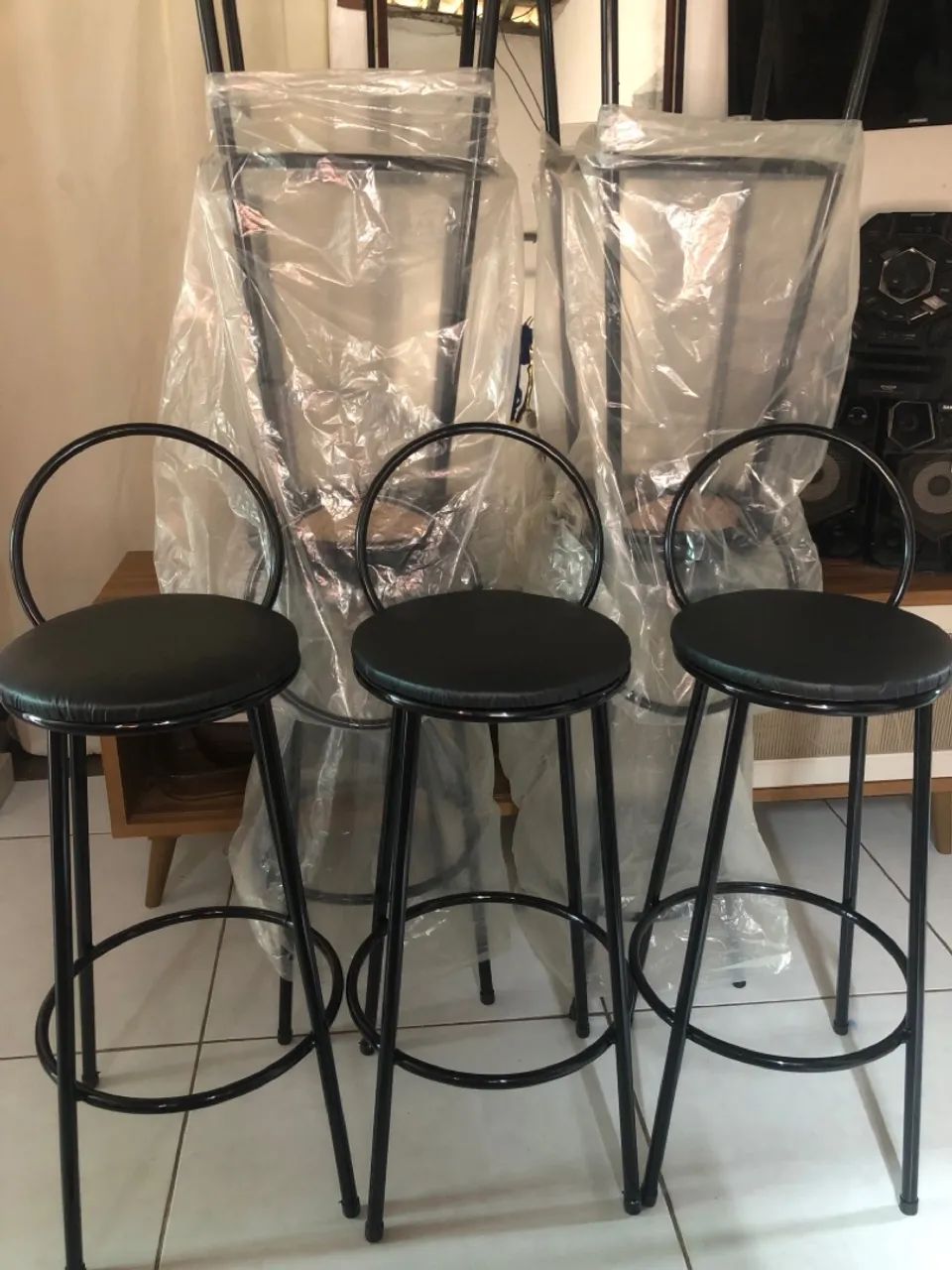 Banquetas Bistrô com Encosto e Assento Preto - Foto 2