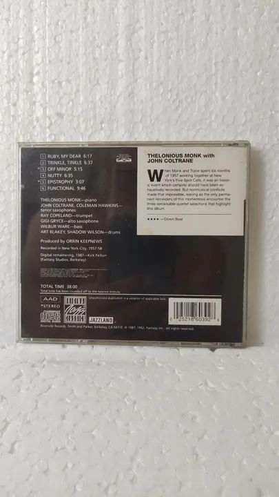 Thelonious Monk with John Coltrane - Jazzland - CD - Foto 3