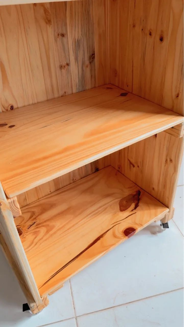 Carrinho Gourmet Desmontável de Pinus - Foto 3