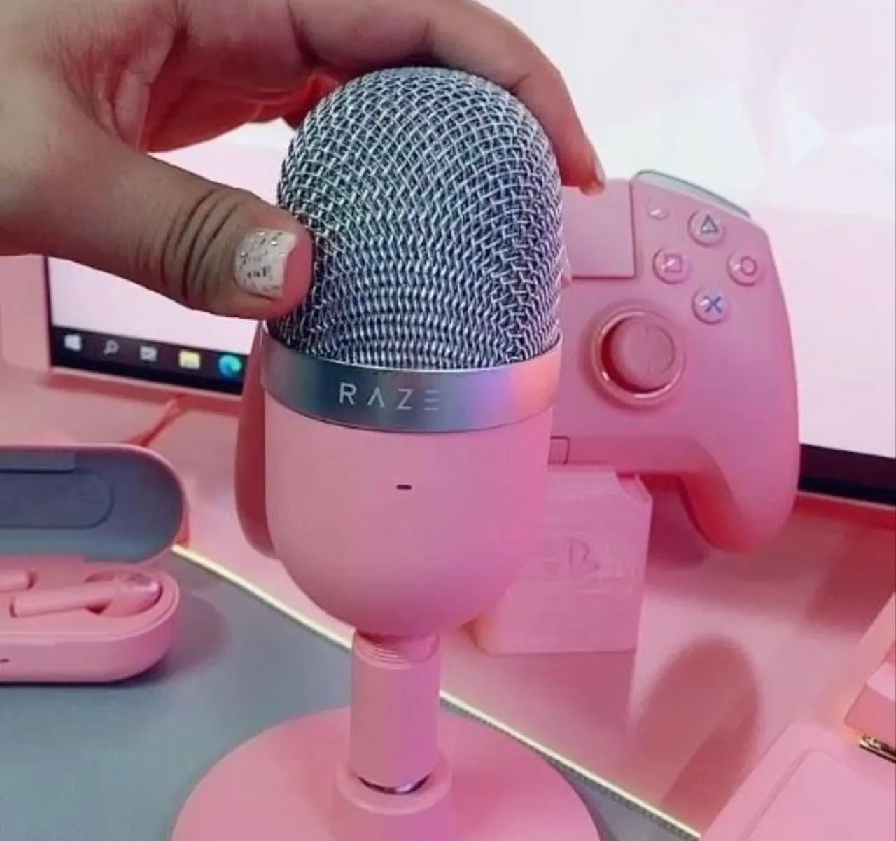 Microfone Razer Seiren Mini Rosa Quartzo