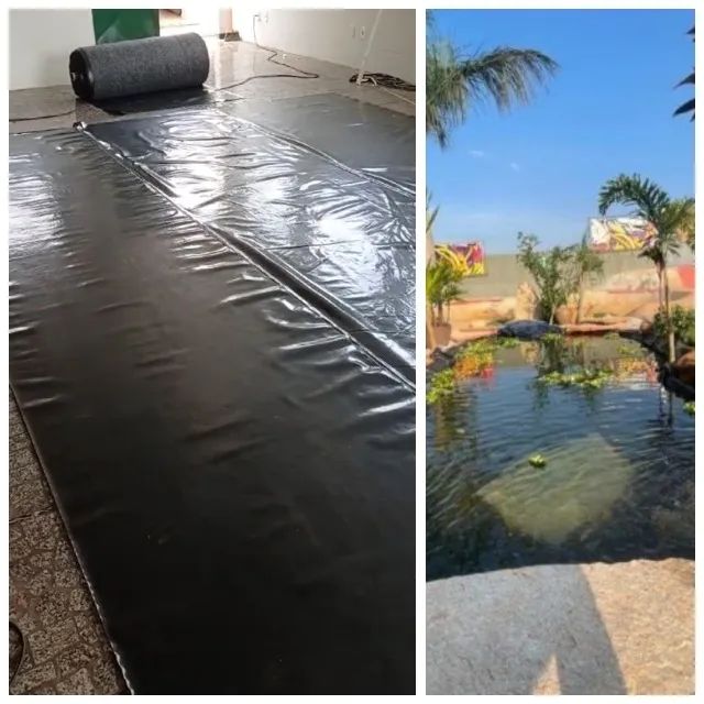 Manta PVC Geotêxtil 800 micras para impermeabilização de Lagos e Telhados Verdes 4 x 3 - Foto 4