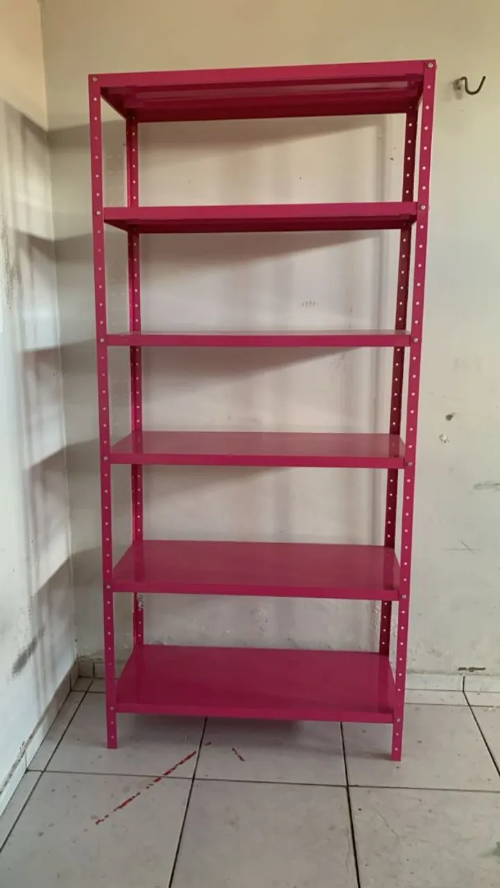Estante de aço rosa para organização