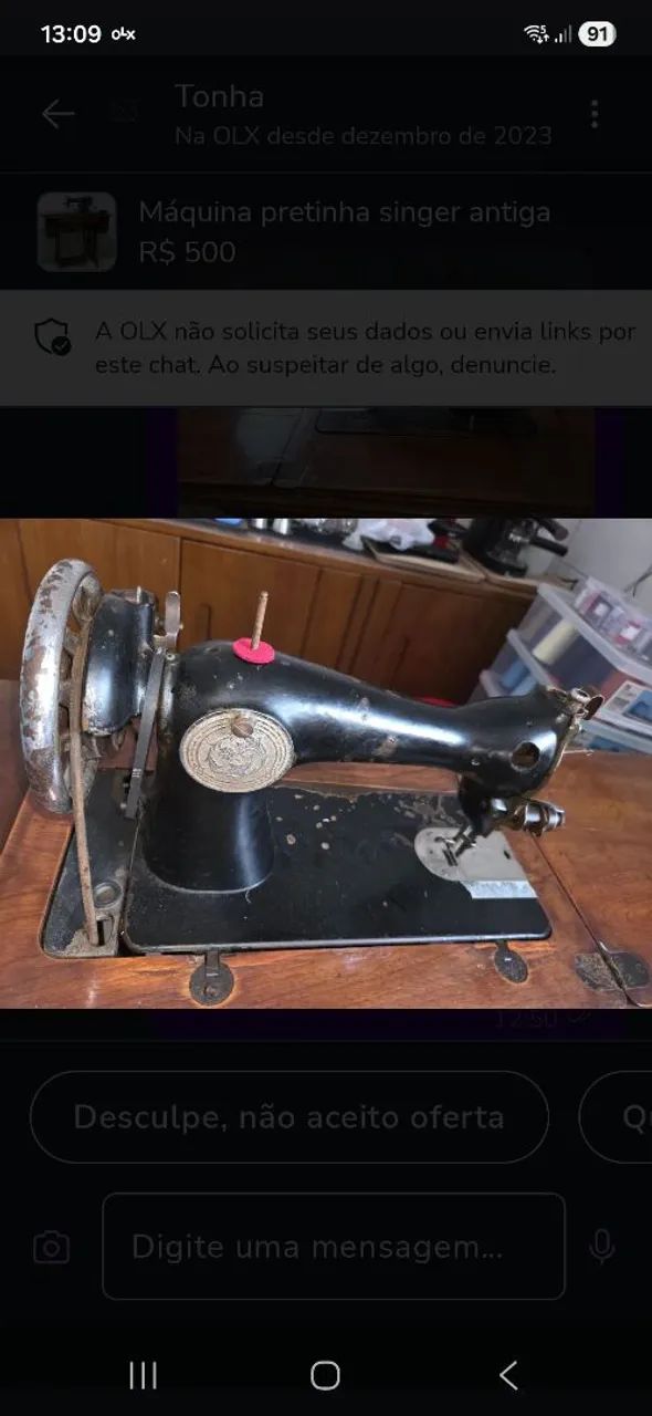 Máquina Singer pretinha antiga  - Foto 6