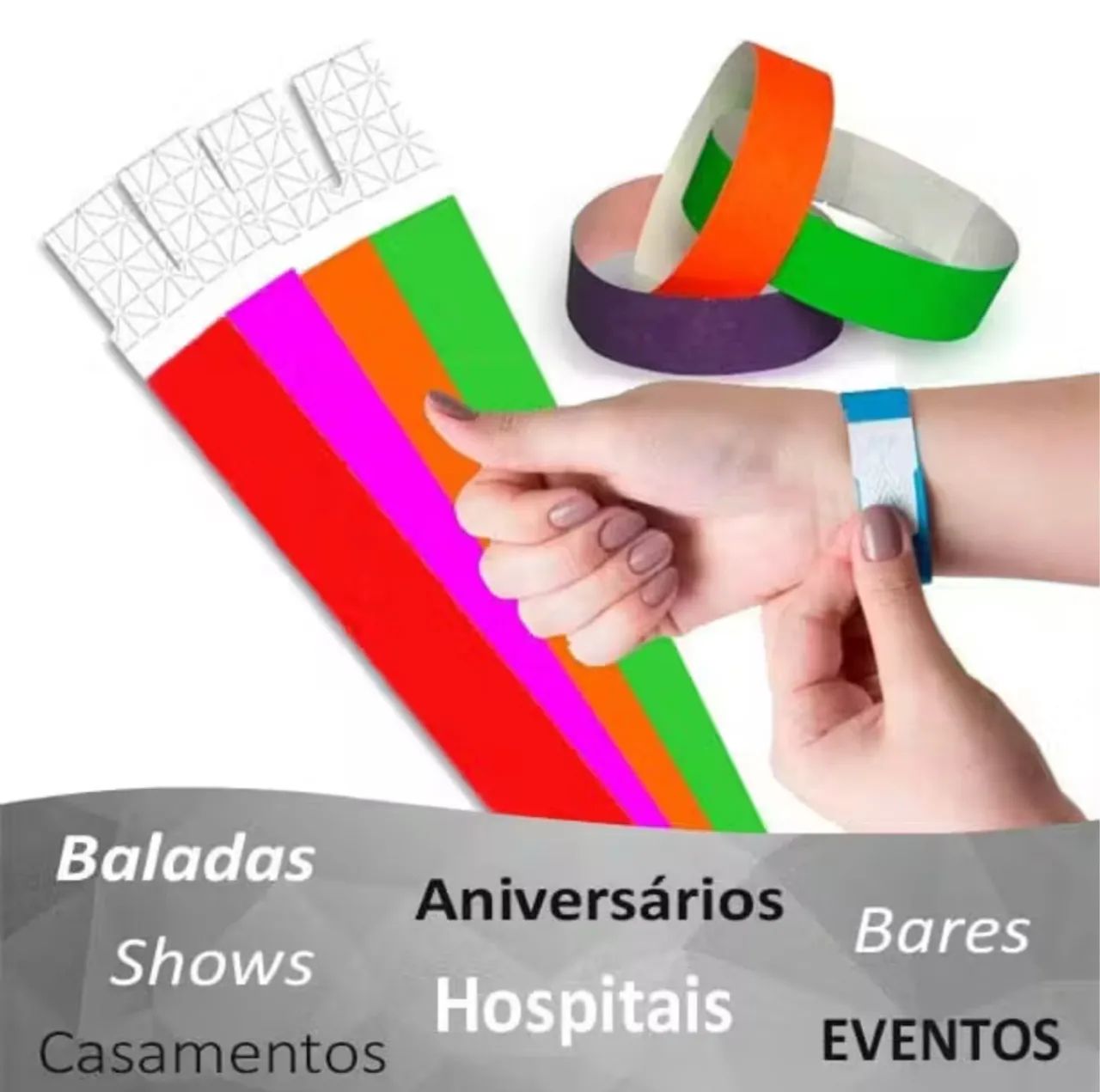 Pulseiras de Identificação para Eventos e Festas 100Unid Laranja