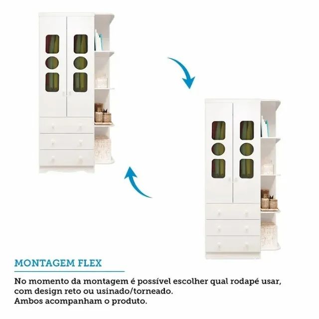 Roupeiro 2 Portas Tedy com Prateleira, 100% MDF - Peroba - Foto 4