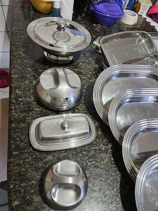 Kit, para servir, em Aço Inox - Foto 5
