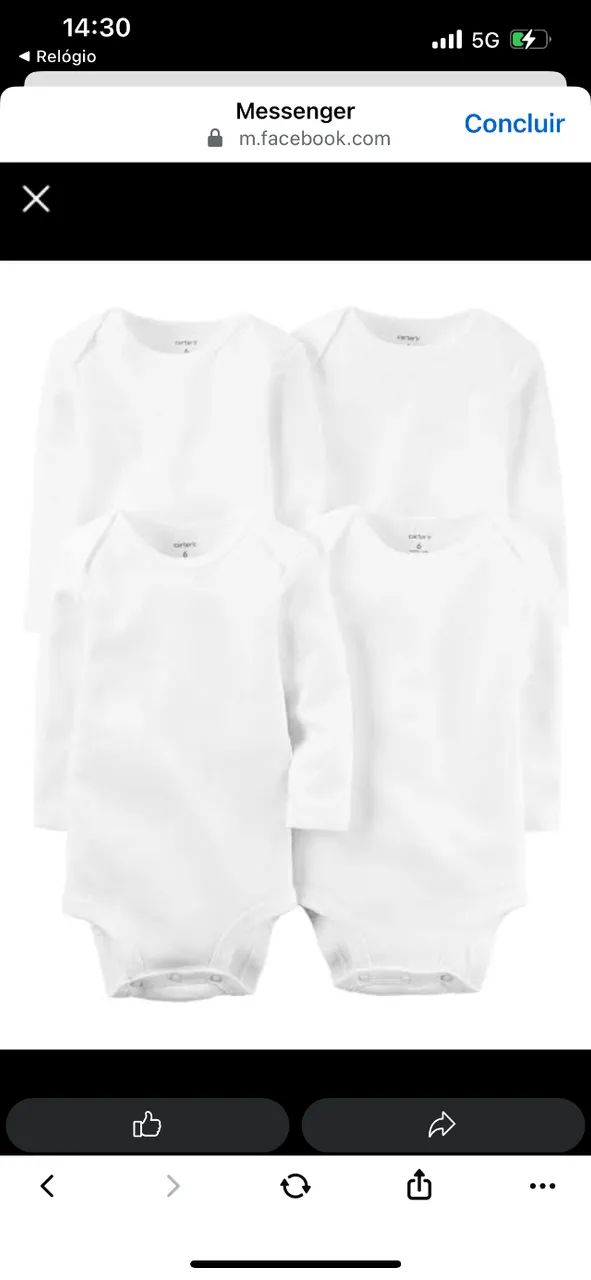 Body Bebe carters manga longa 6-12 meses