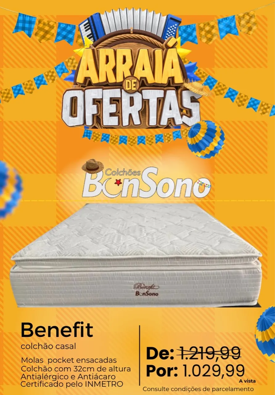 Colchão Casal Benefit BonSono - Oferta Arraiá