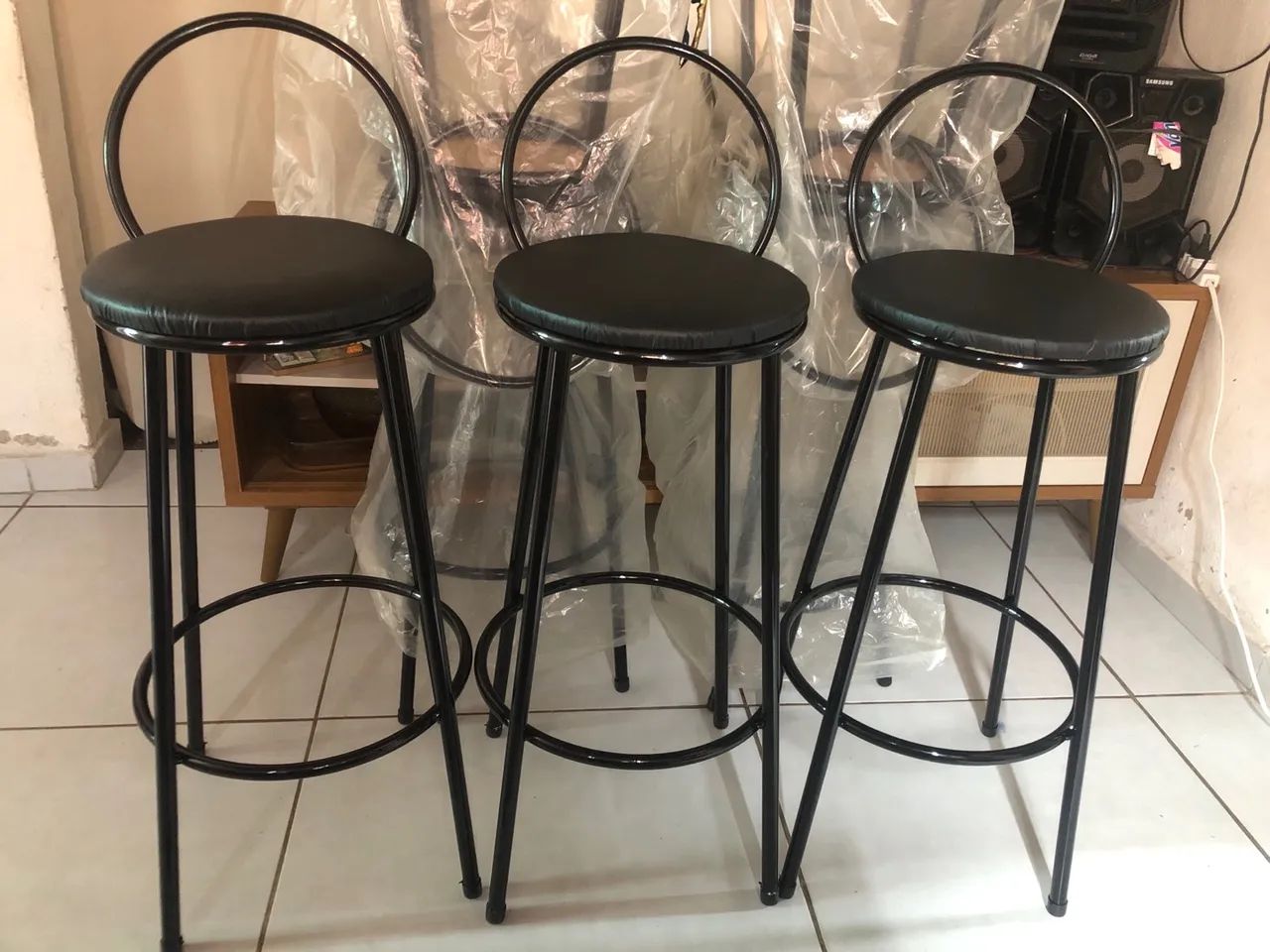 Banquetas Bistrô com Encosto e Assento Preto - Foto 4