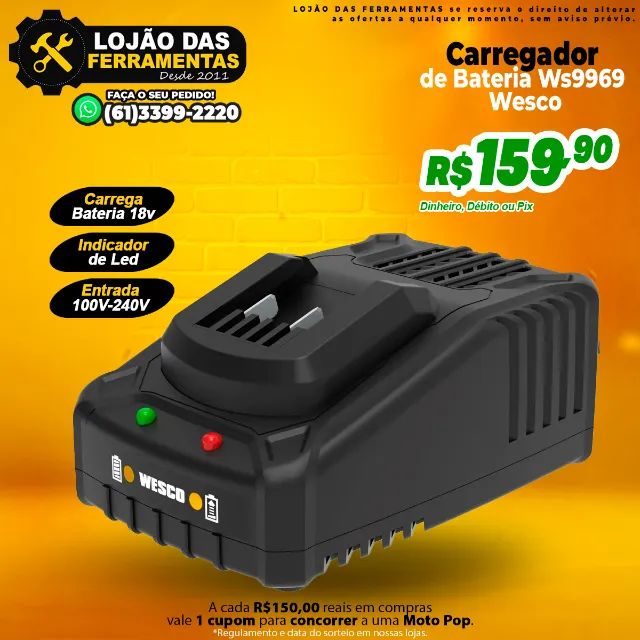 Carregador de Bateria 18v Ws9969 Wesco