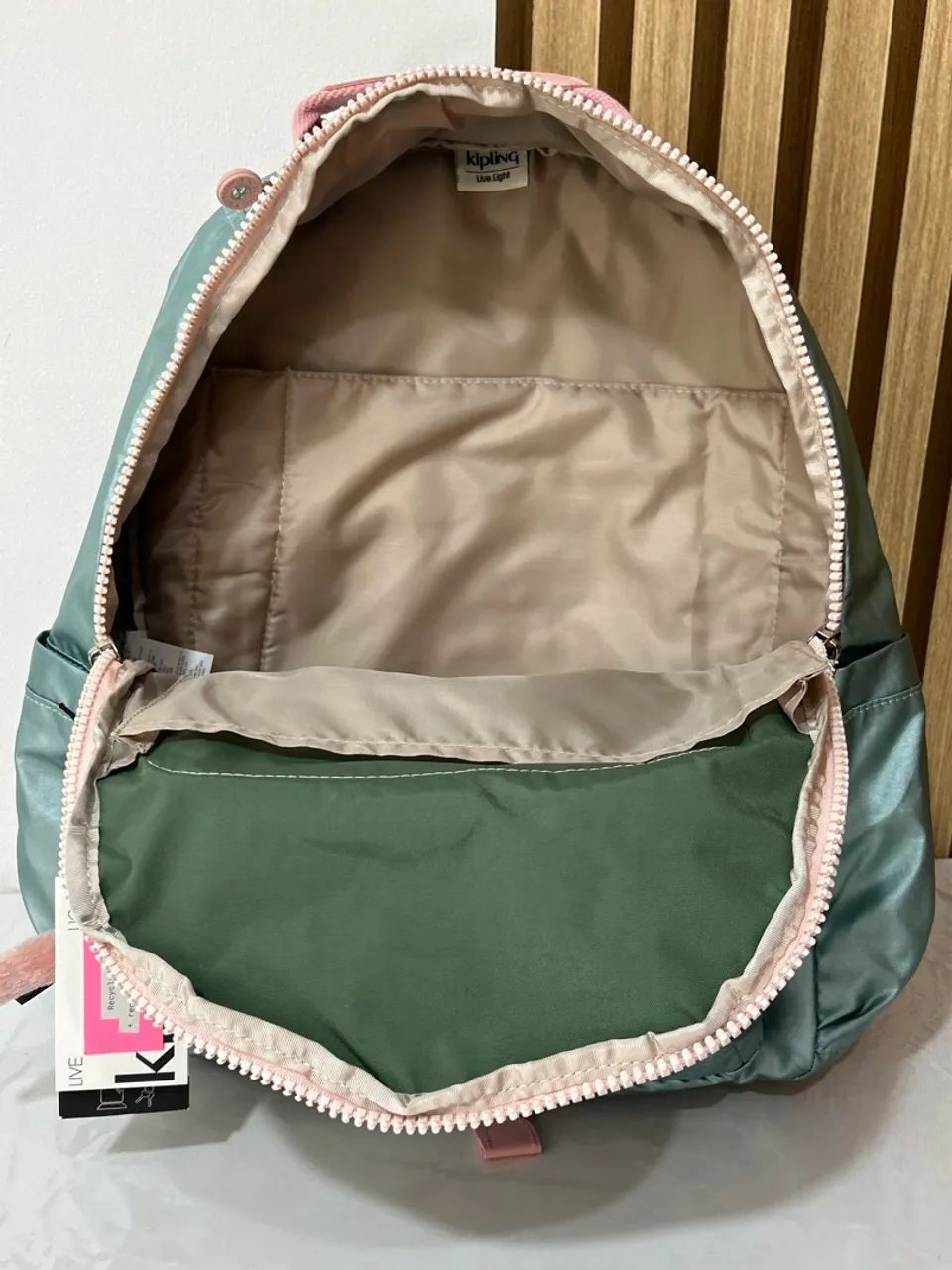 Mochila Kipling Verde Metalizada - Foto 4