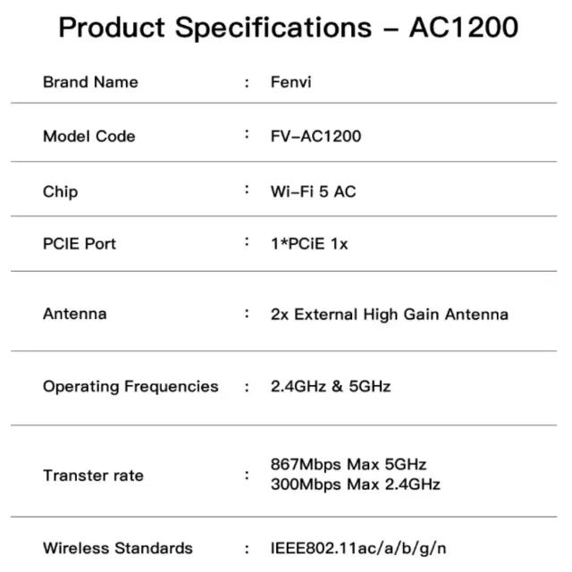 WIFI 5 AC1200 Fenvi bluetooth 4.0 Banda dupla 4G/5GHz - Foto 2