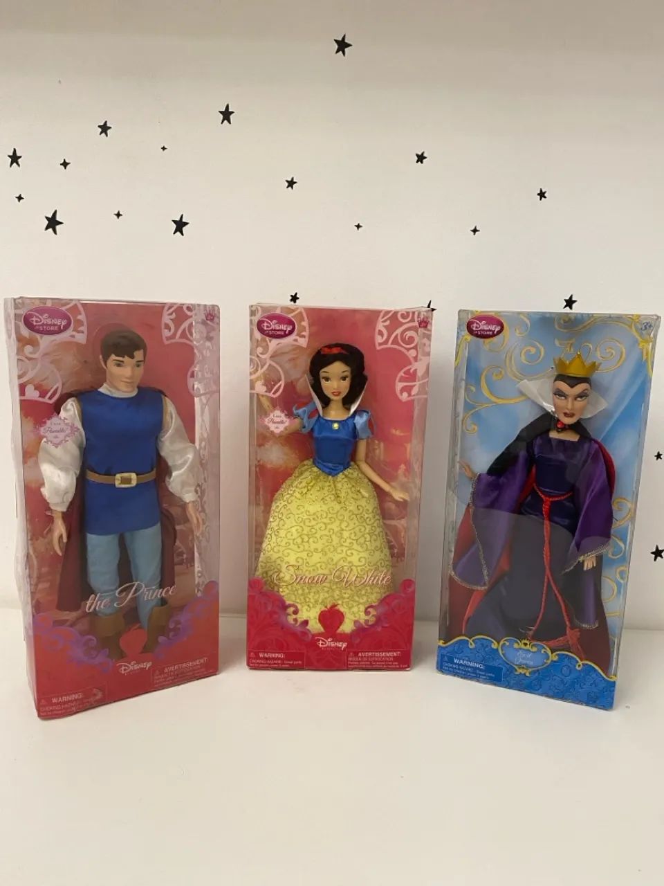 Bonecas Disney Store Branca de Neve, Príncipe e Madrasta