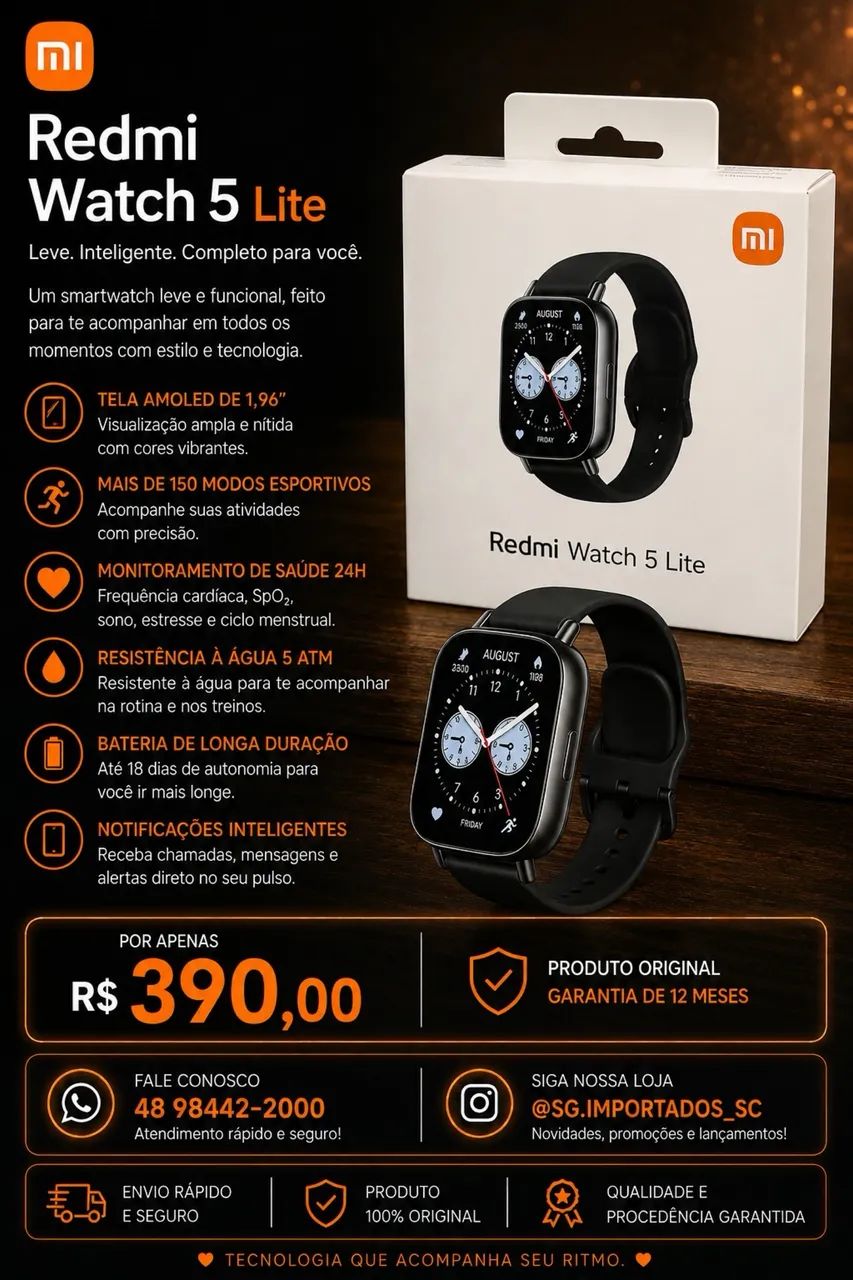 Xiaomi Redmi Watch 5 Lite - Novo - Foto 2