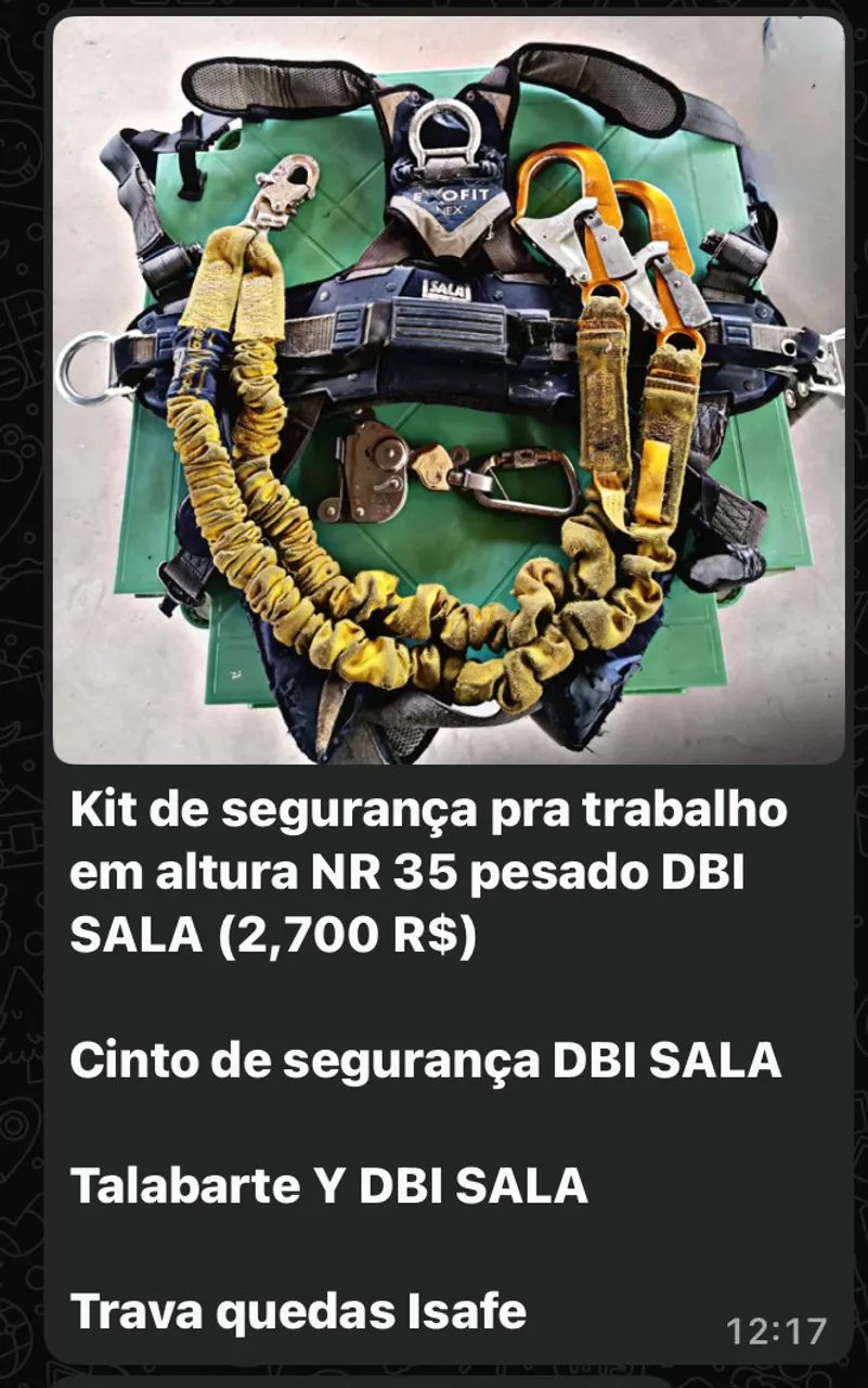 Kit de segurança pra trabalho em altura NR 35 pesado DBI SALA R$ 2700