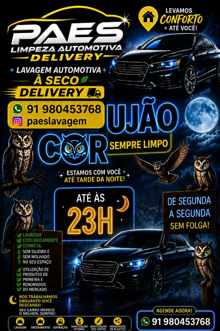 Lavagem automotiva delivery, à seco