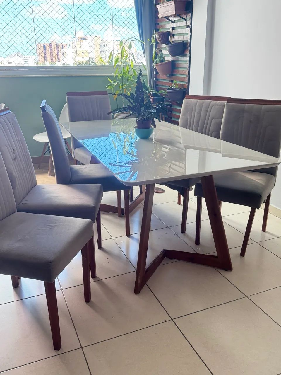 Mesa tampo de vidro laqueado Branco - Foto 4