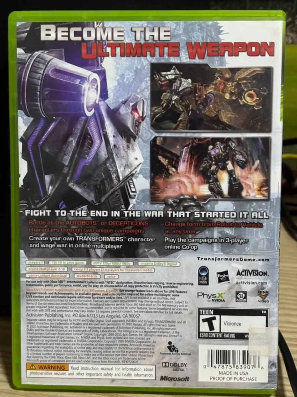 Transformers War For Cybertron Xbox 360 Original - Foto 2