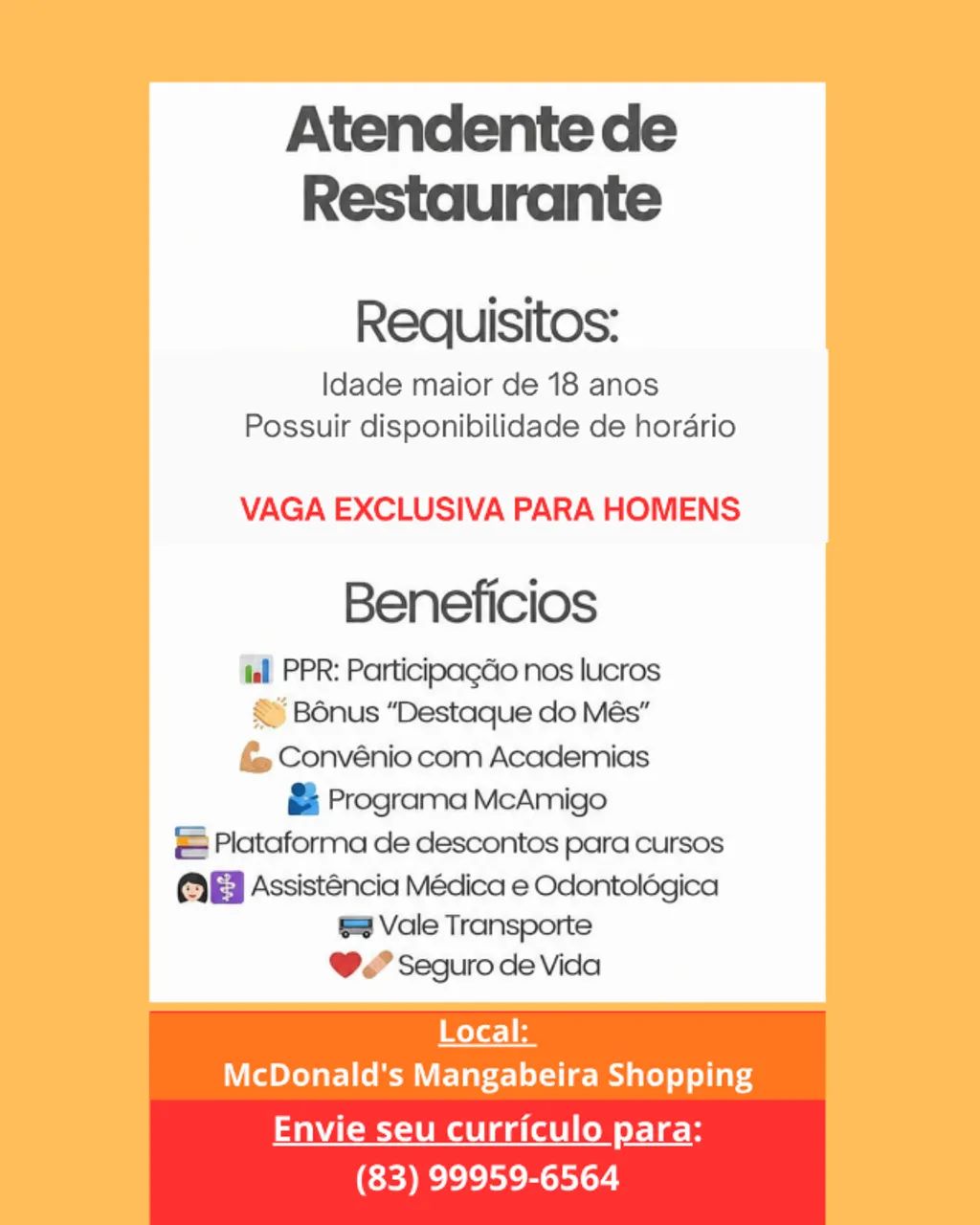 Vaga - Atendente de Restaurante