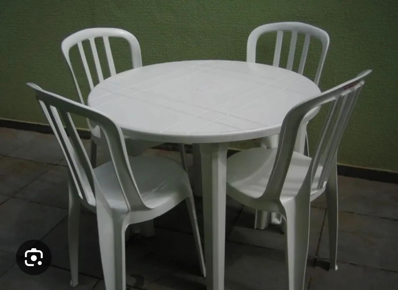 Conjunto mesa e cadeira plástica branca  - Foto 3