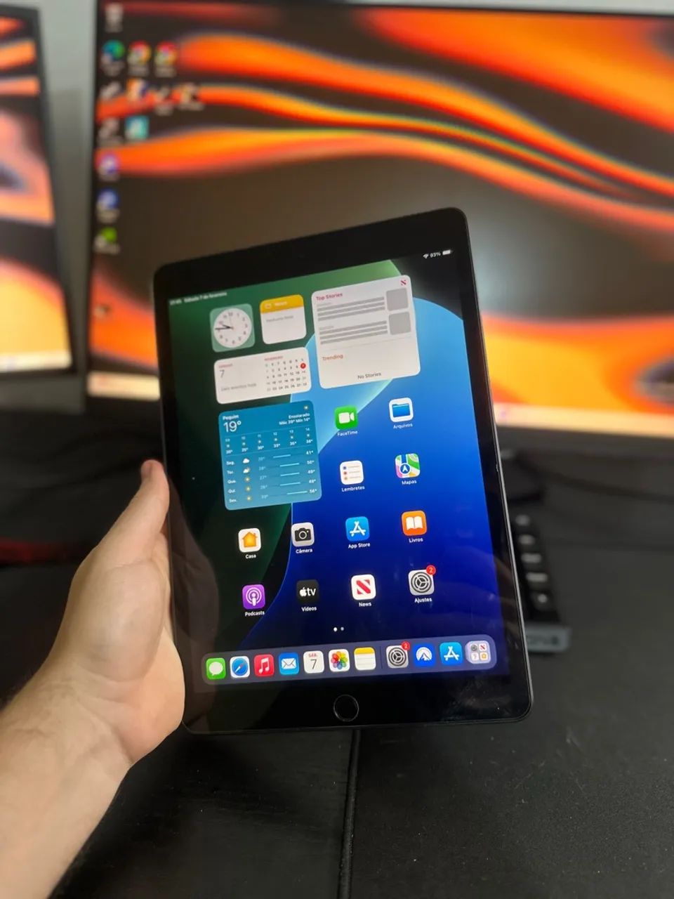 Ipad 7 32gb cinza espacial com caneta