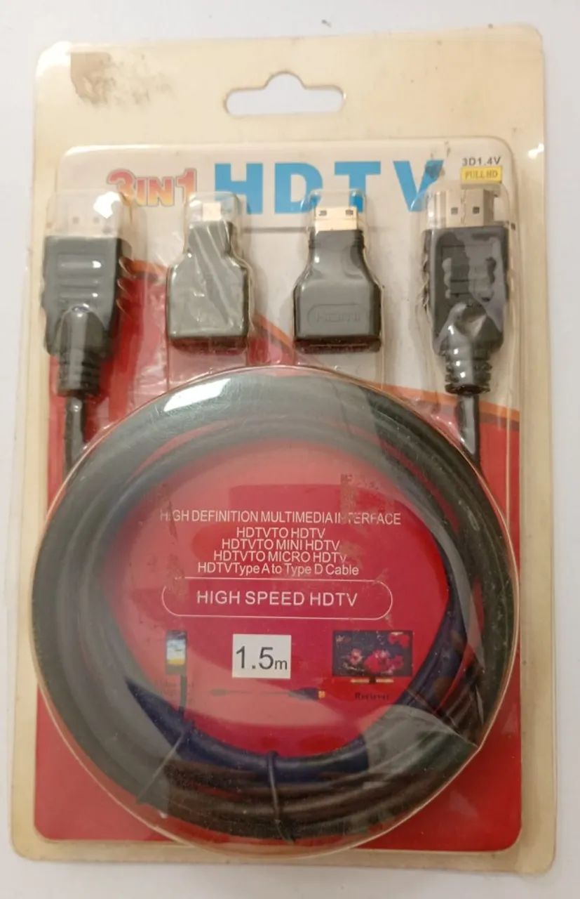 Kit Cabo Hdmi 3x1 - Hdmi / Mini Hdmi / Micro Hdmi 1.5m