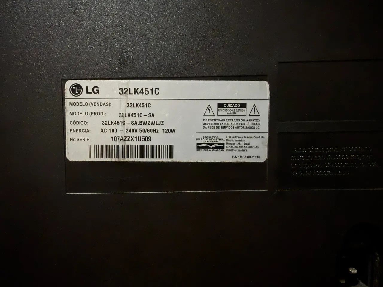 TV LG LCD 32 32LK451C - COM DEFEITO! - Foto 3