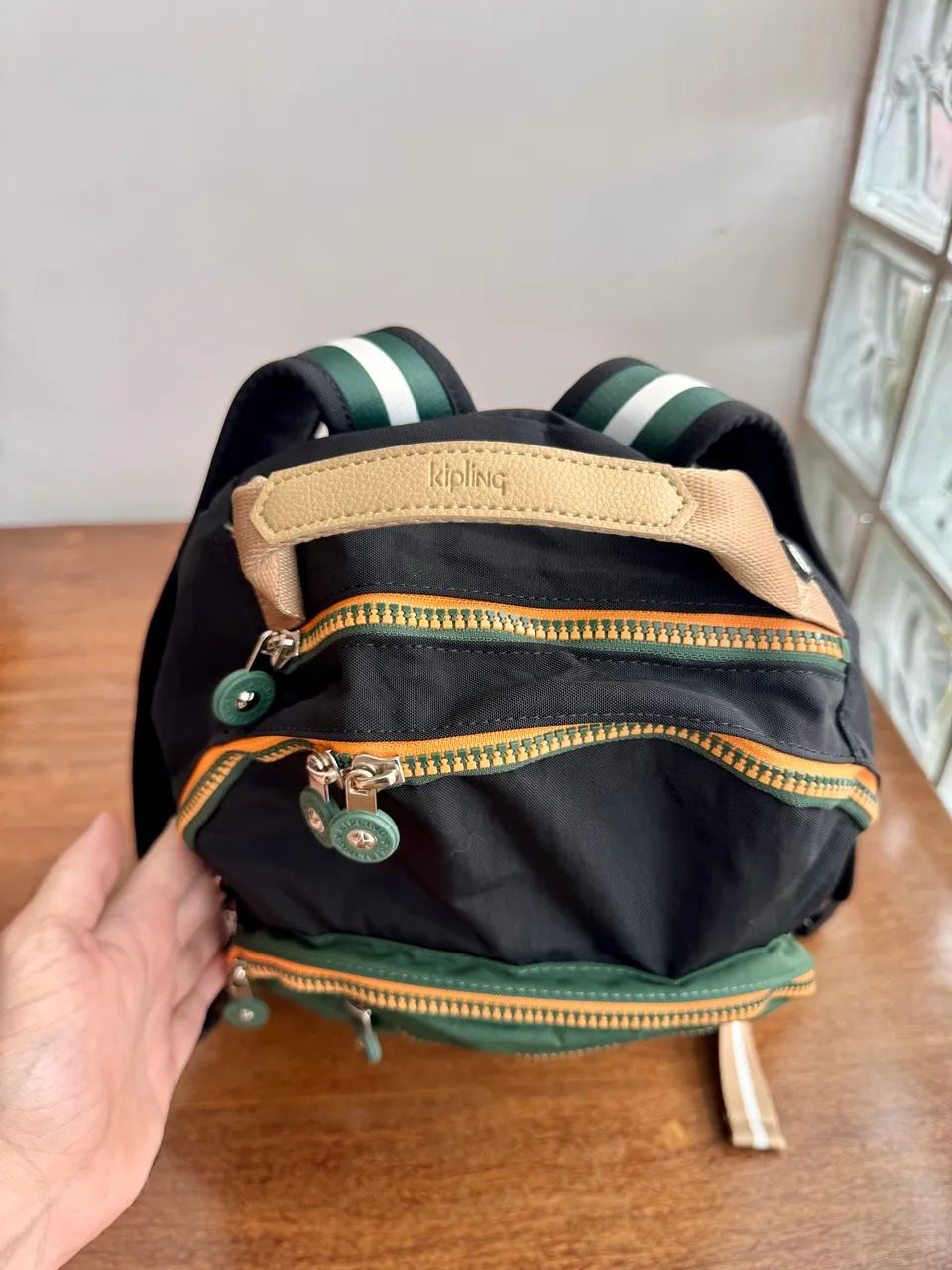 mochila Kipling Seoul Verde e preto - Foto 3