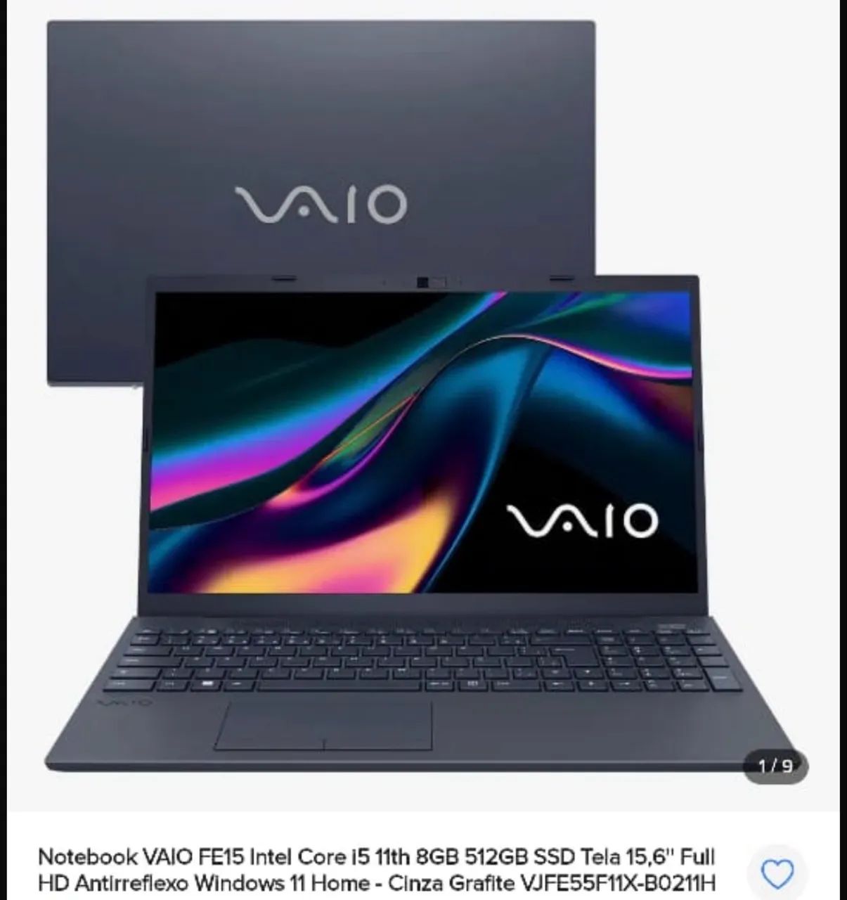 Notebook vaio FE15 core I5