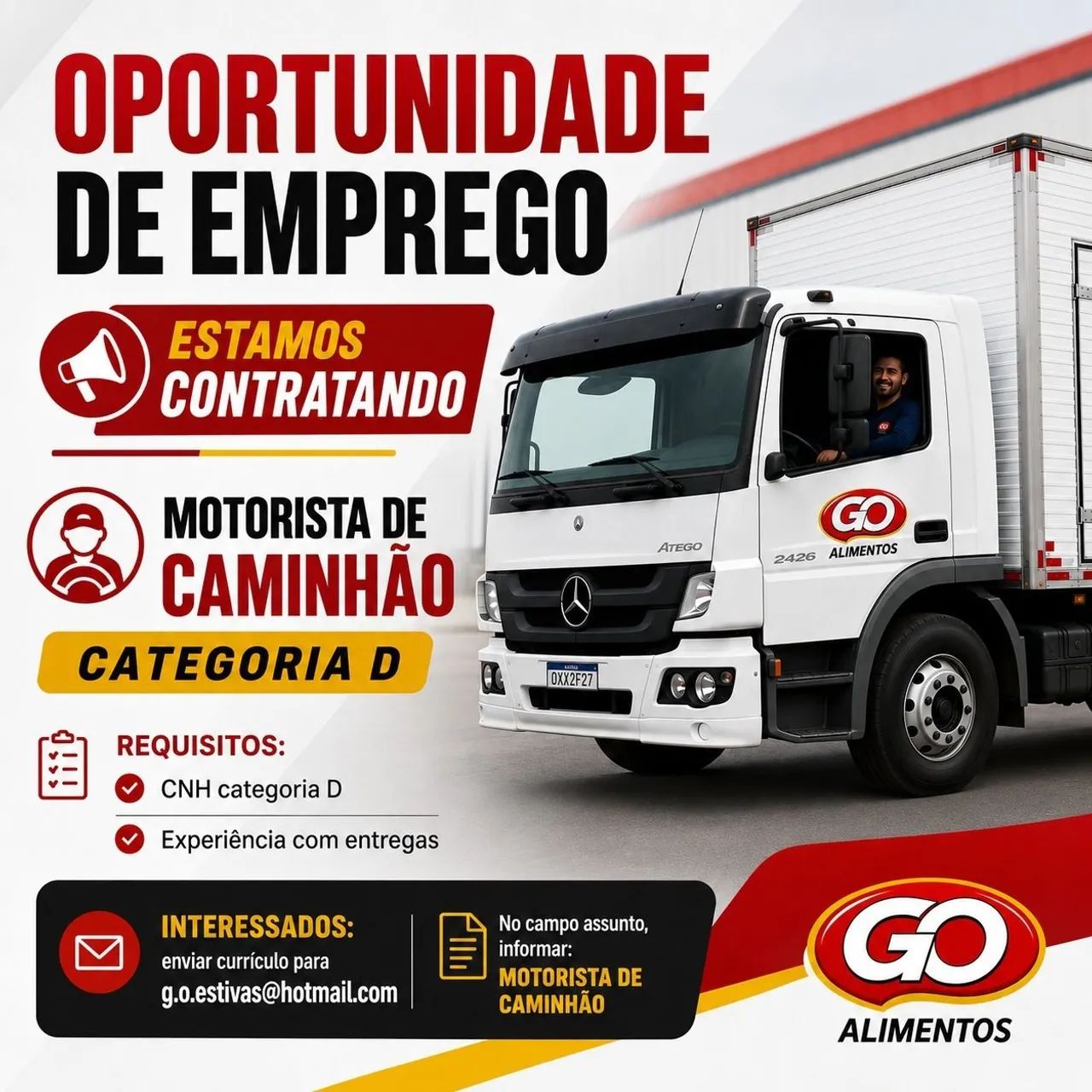 OPORTUNIDADE DE EMPREGO NA G.O ALIMENTOS  - Foto 2