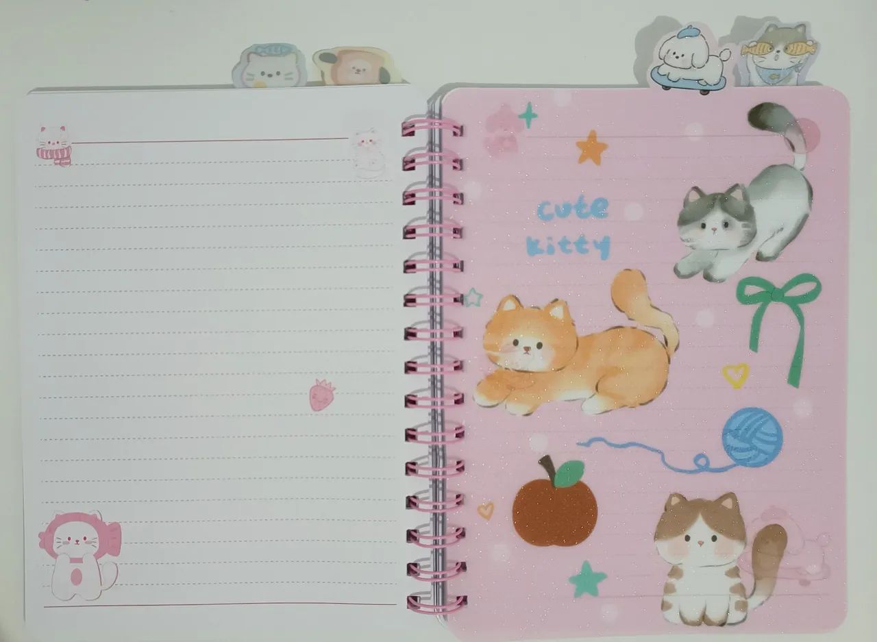 Kit de Papelaria Fofa com Caderno de Gatinha Rosa - Foto 3