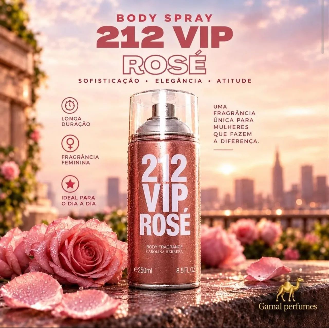 BODY SPRAY 212 ROSÉ 250ML - Foto 2