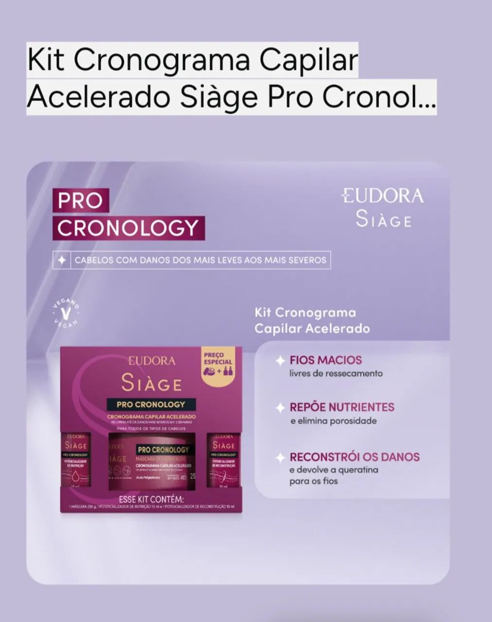 Cronograma Capilar Acelerado Siàge Pro Cronology