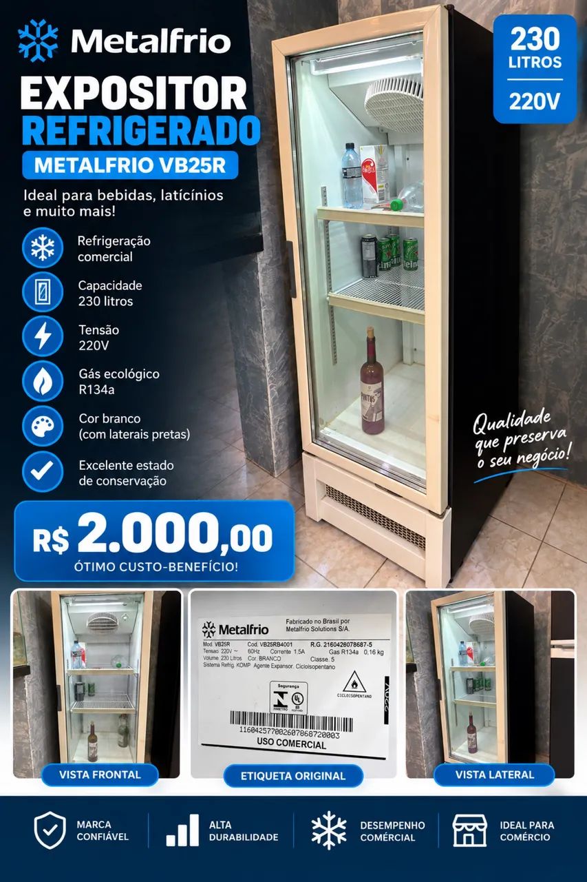 Expositor Refrigerado Metalfrio 230L - 220V